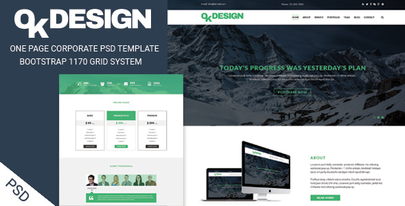 OkDesign - One page Corporate PSD Template