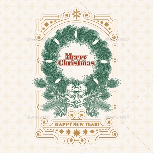 Christmas Greeting Card with Fir Wreath