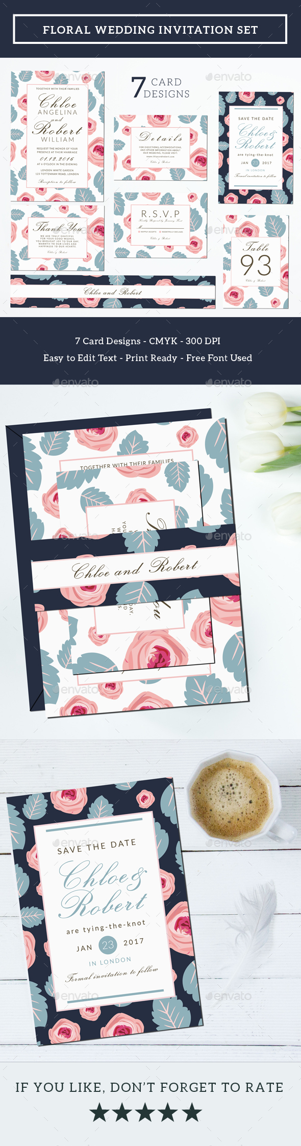 Floral Wedding Invitation Set