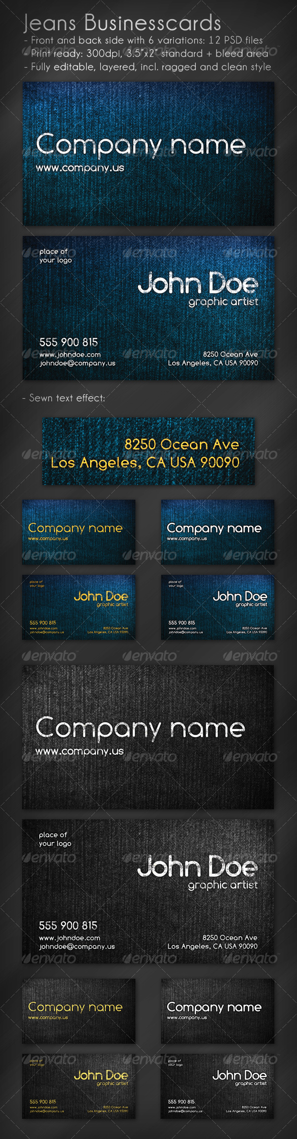 Jeans Business Card - Grunge Business Cards
