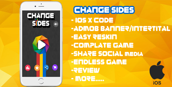 Change Sides XCODE + Admob + Complete Game + Review + Share + Endless Game