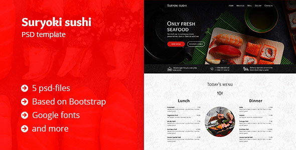 Suryoki Sushi - Restaurant PSD Template