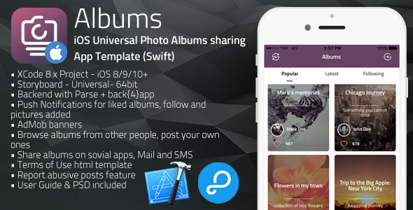Albums | iOS Universal Photo Albums Sharing App Template (Swift)