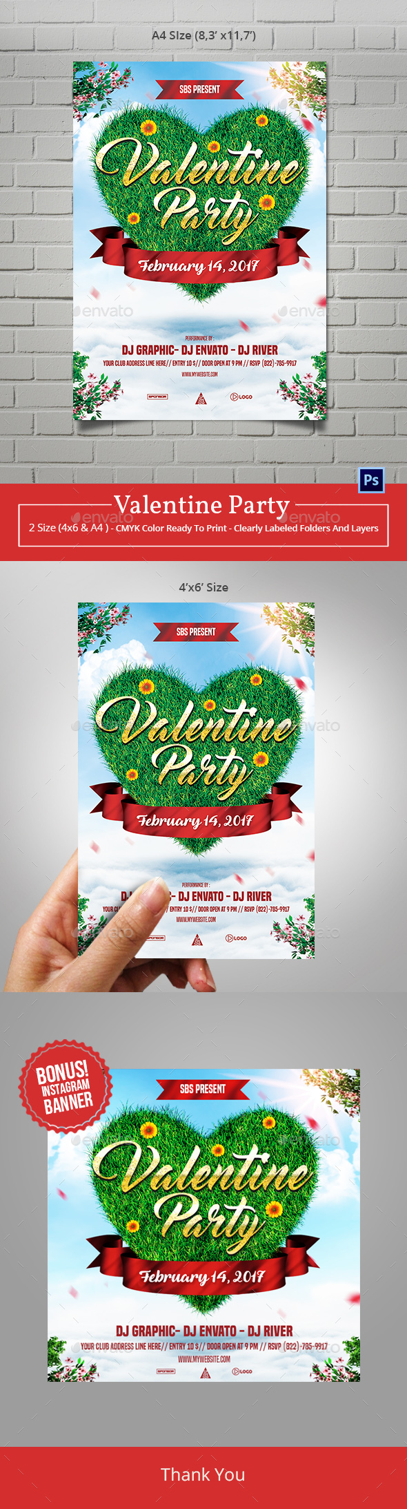 Valentine Party Flyer Template