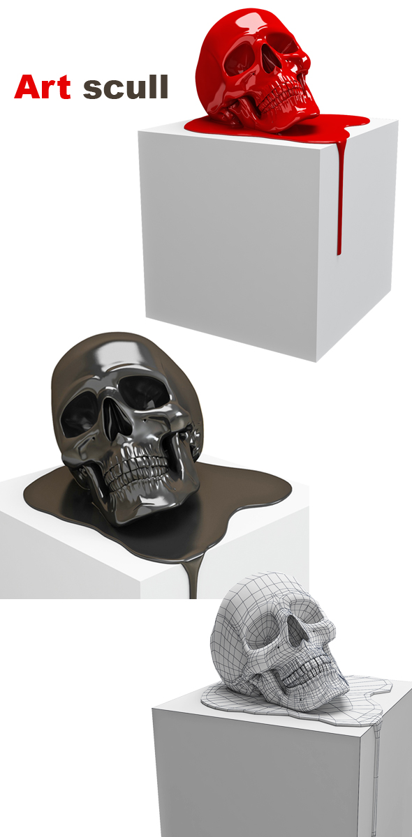 3d model of a human art skull - 3DOcean Item for Sale