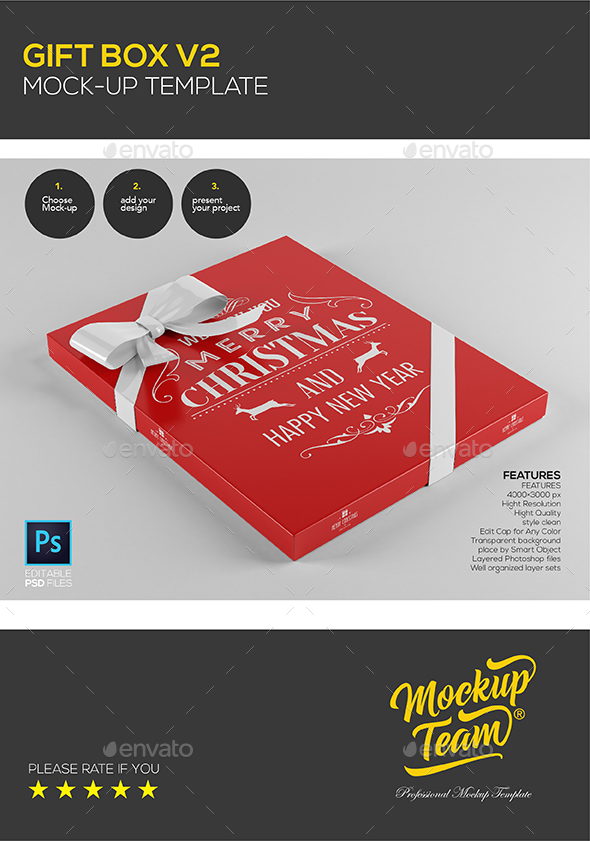 Gift Box Design Mockup Template