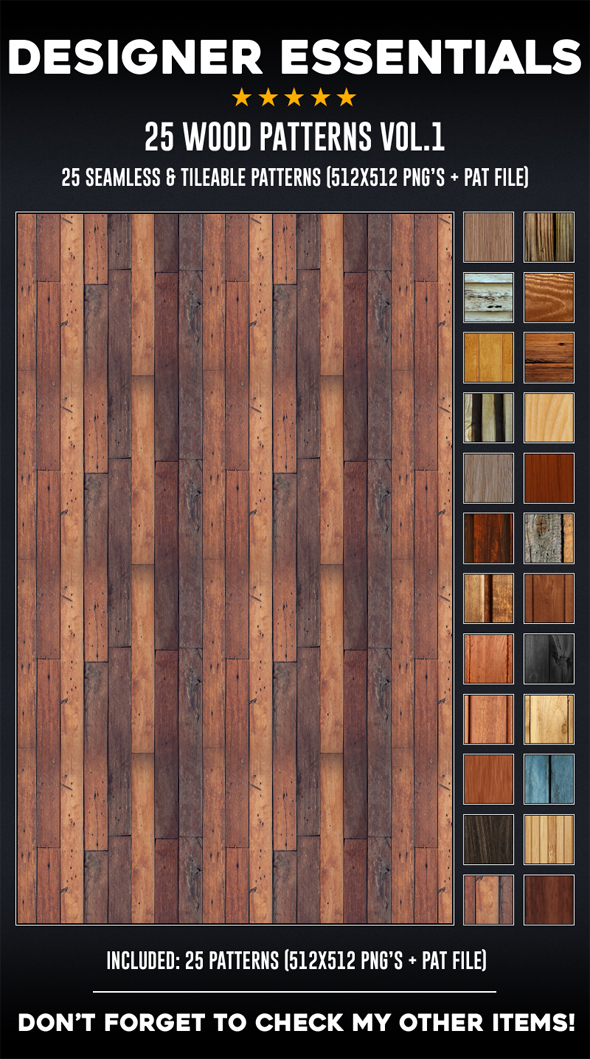Graphicriver 25 Tileable / Seamless Wood Patterns 19271963