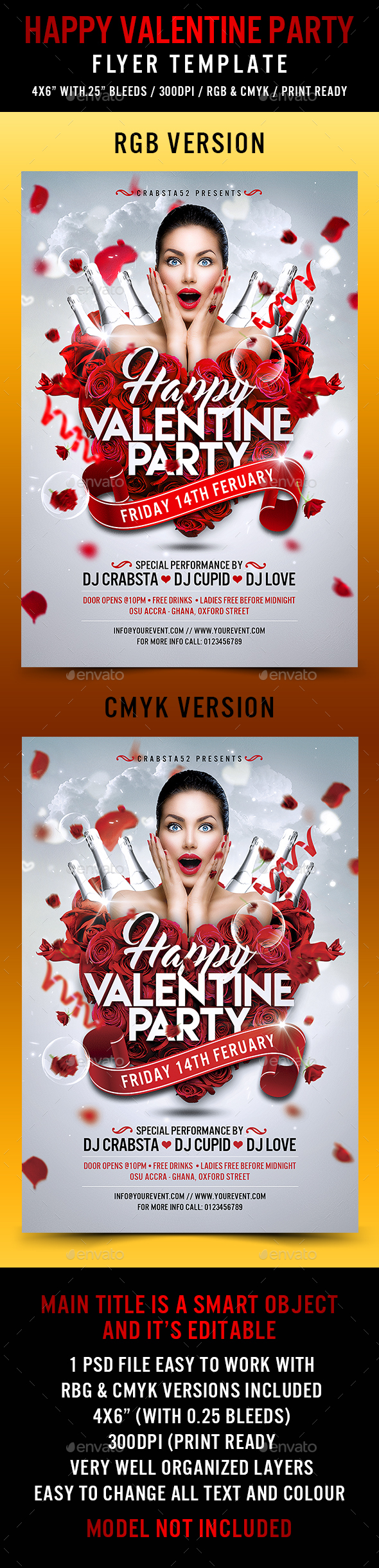 Happy Valentine Party Flyer Template