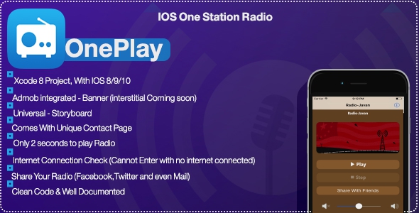 OnePlay - One Station Radio App(objective c)