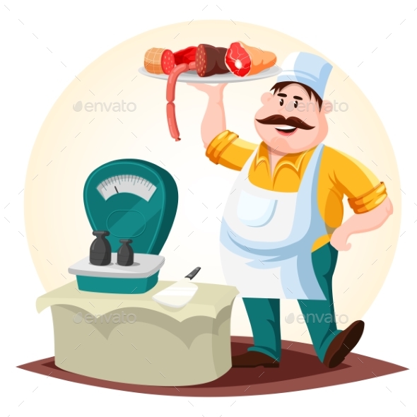 Graphicriver Butcher or Meat Store Worker with Sausages 19291813 torrent Graphicriver Butcher or Meat Store Worker with Sausages 19291813 torrent