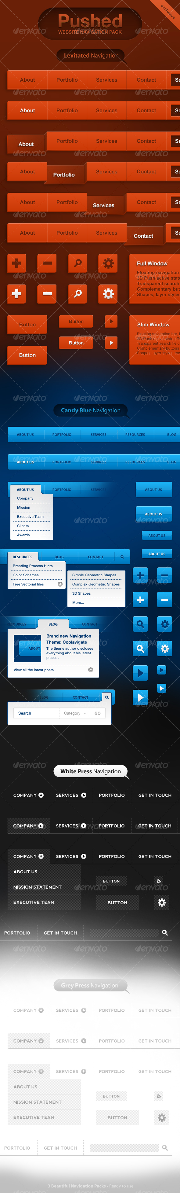 Pushed Navigation Pack - Web Elements