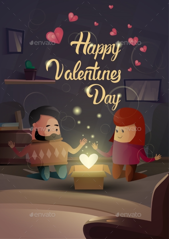 Valentine Day Gift Card Holiday Couple Lovers