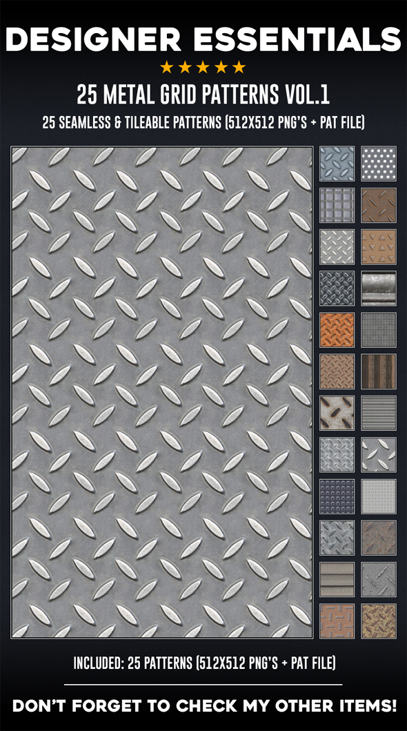 Graphicriver 25 Tileable / Seamless Metal Grid Patterns 19319409