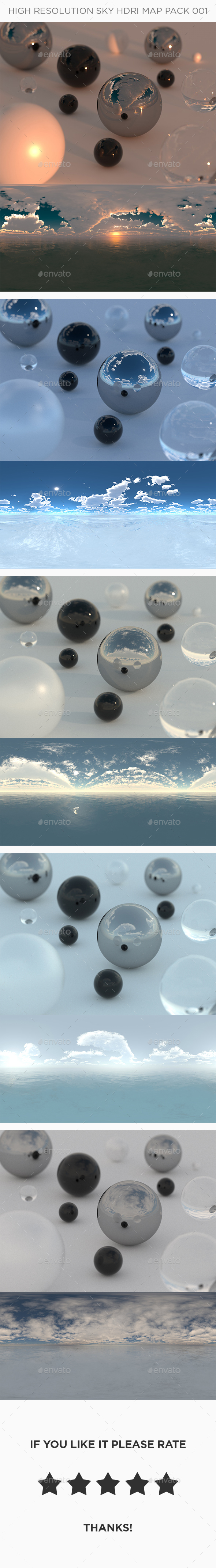 5 High Resolution Sky HDRi Maps Pack 001 - 3DOcean Item for Sale