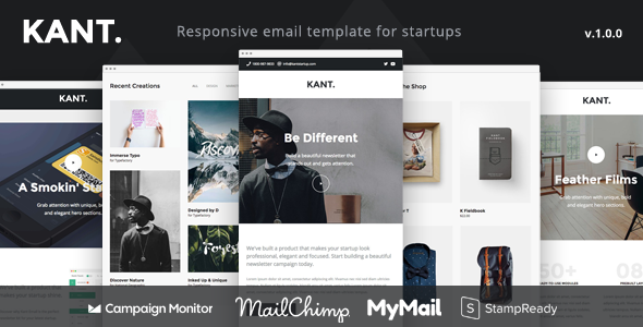 Kant - Responsive Email for Startups with 50+ Sections + StampReady Builder + MailChimp Integration