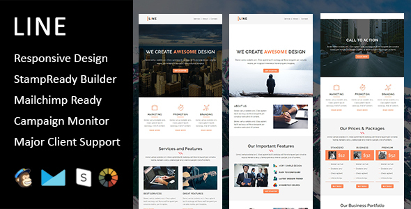 Line - Multipurpose Responsive Email Template + Stampready Builder