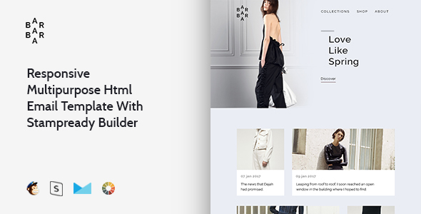 Barbara – Responsive Multipurpose Email Template + Stampready Builder
