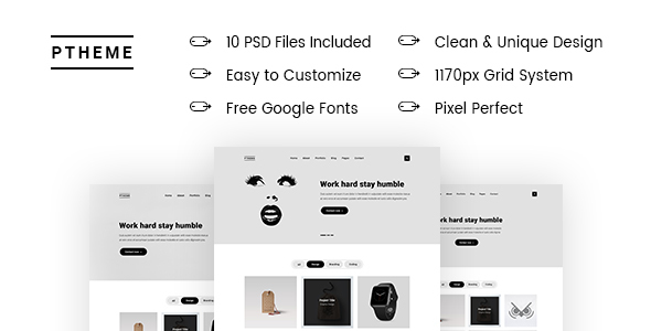 PTHEME- Minimal Portfolio PSD Template