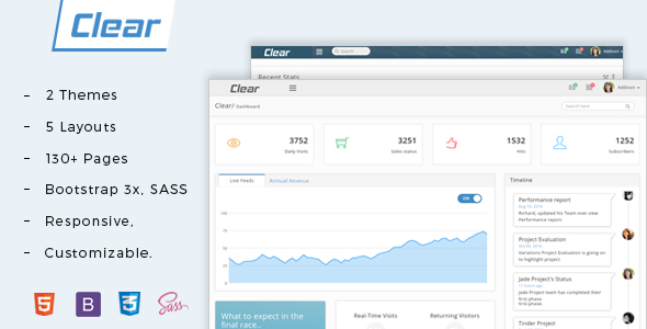 Clear - Bootstrap + VueJS Admin Template by jyostna