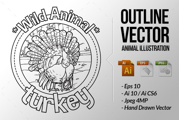 Animal Outline Vector - Turkey