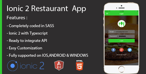 Ionic2 Restaurant app