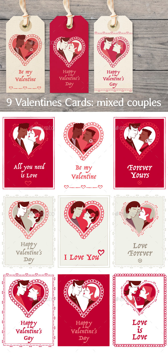 Valentines Cards: Mixed Couples