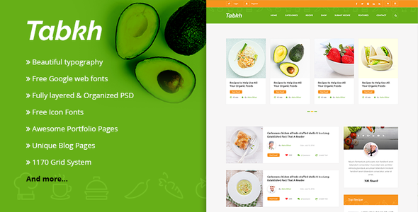 Tabkh – Recipe & Food PSD Template