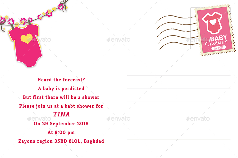 Baby Shower Party Postcard Template Vo.l2 by OWPictures GraphicRiver