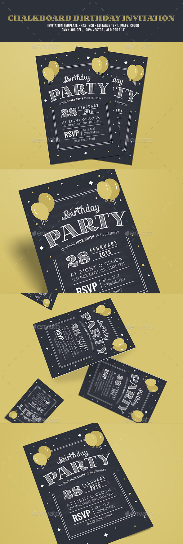 Chalkboard Birthday Invitation