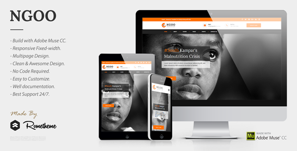 NGOO - Charity, Non-profit, and Fundraising Muse Template