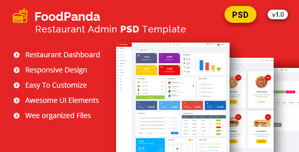 Admin FoodPanda - Dashboard Psd Template