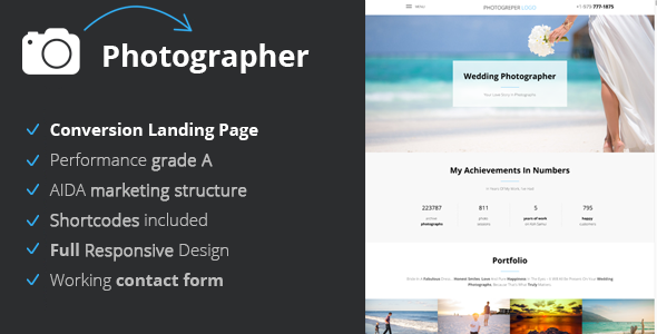 Photographer - Conversion Landing Page For Photographers