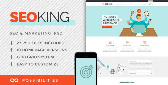 SEO King - Marketing, SEO & Digital Agency PSD Template
