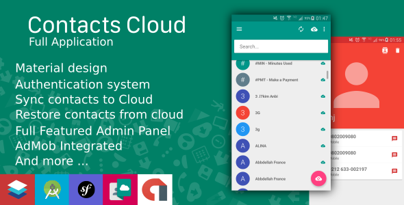 Contacts Cloud With Material design and AdMob