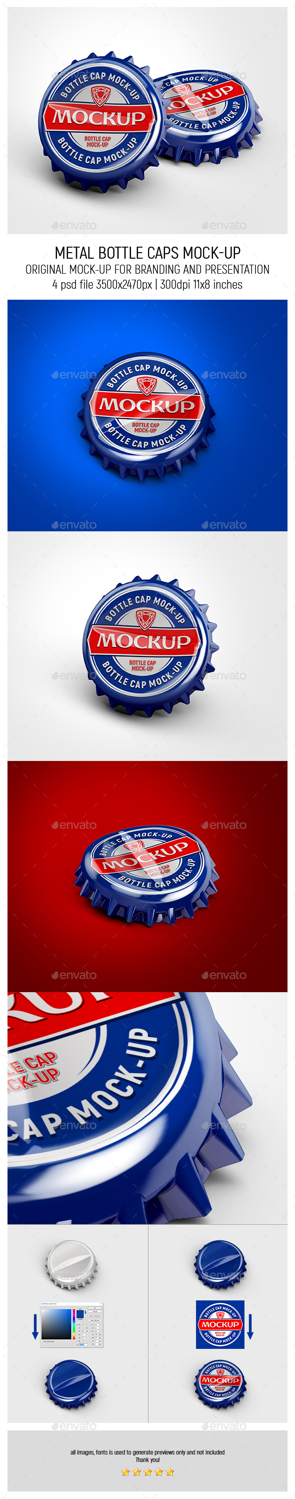 Metal Bottle Caps Mock-up