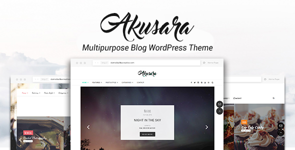 Akusara â Multipurpose Blog Theme Features 9 Header Styles 7 Posts Styles Standard Left Image Chess Top Image Masonry Top Image Grid Backgrou
