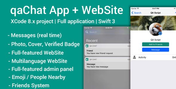 qaChat (iOS App and Website) - Swift 3