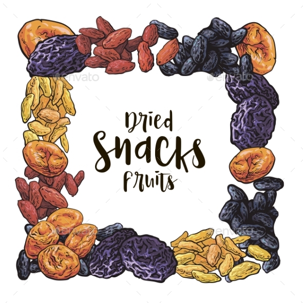 Square Frame of Dried Fruits with Place for Text