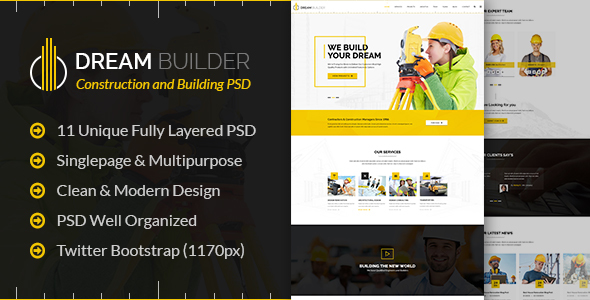 Dream Builder - Construction and Building PSD Template