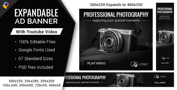 Photography | Expandable HTML5 Ad Banners - 7 Sizes