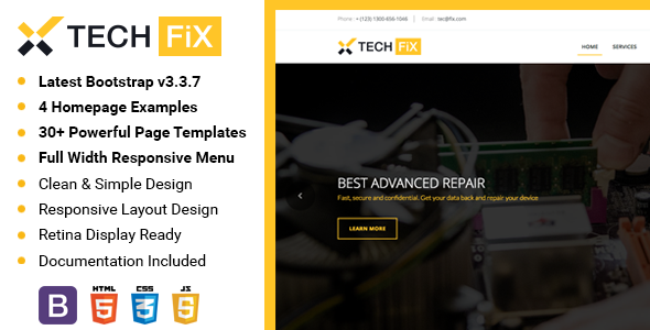 TechFix - Responsive Service Device Repair E-Shop Template