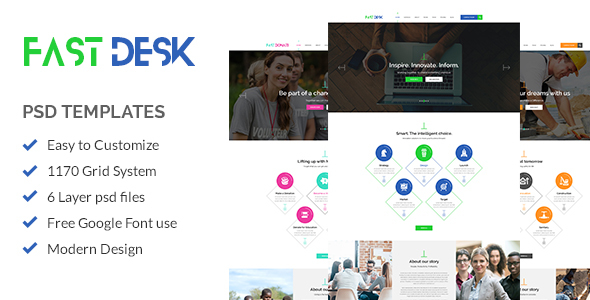 Fast Desk - Office, Food, Charity and Industry Psd Templates