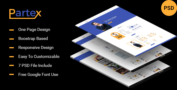 Partex - One page Resume/ CV & Personal Portfolio PSD Template