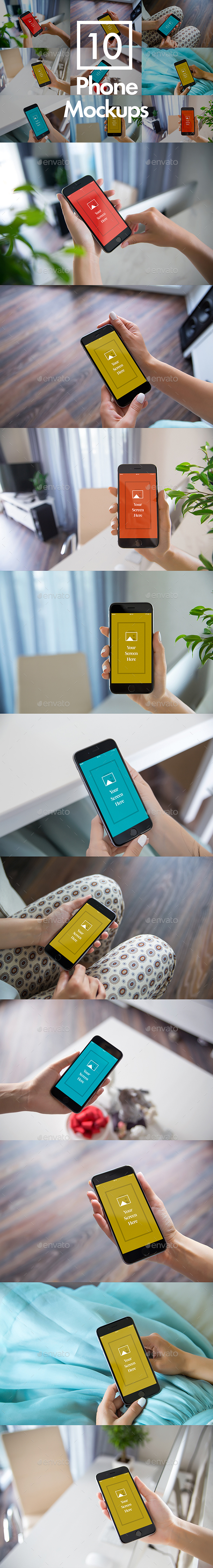 10 Phone Mockups Bundle