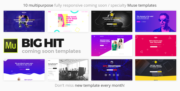 BigHit - Coming Soon Responsive Muse Templates Pack