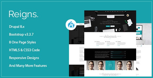 Reigns - Professional One Page Drupal 8 Theme