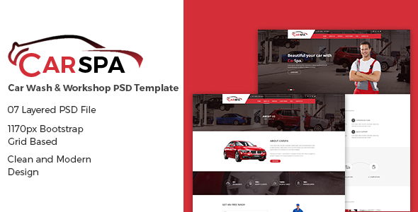 Carspa - Car Wash & Workshop PSD Template