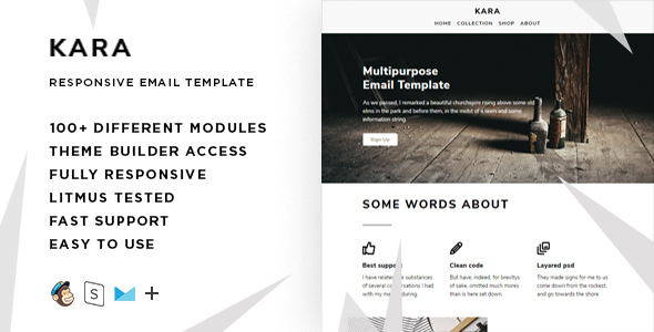 Kara – 100+ Modules - Responsive Email + StampReady Builder & Mailchimp Editor