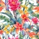 Watercolor Vintage Floral Tropical Seamless