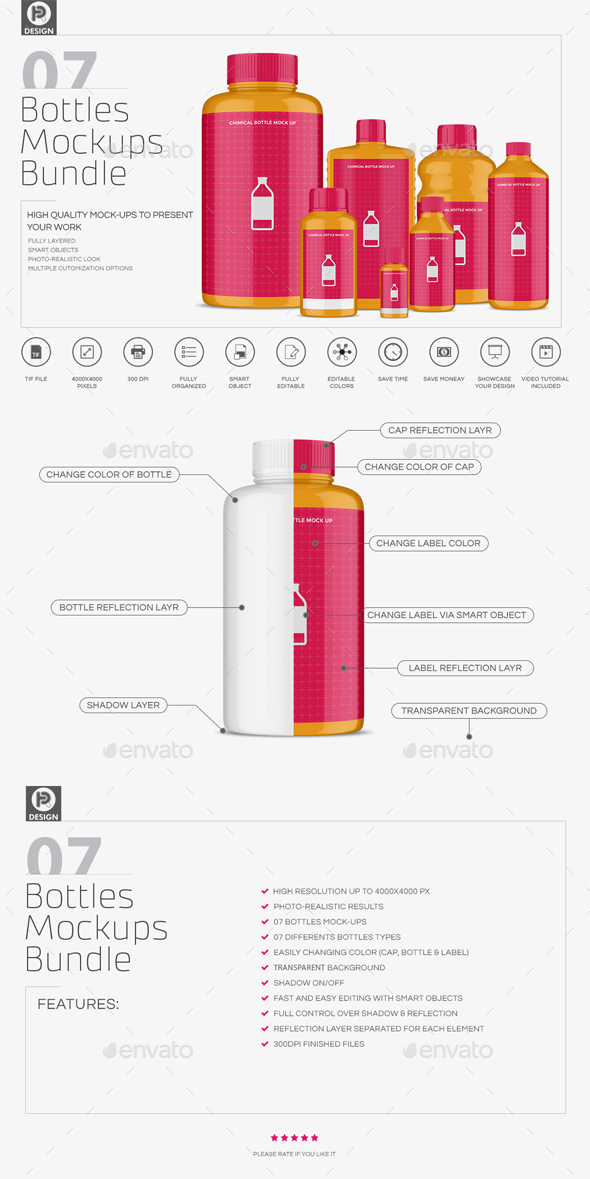 Chemical Bottles Mockups